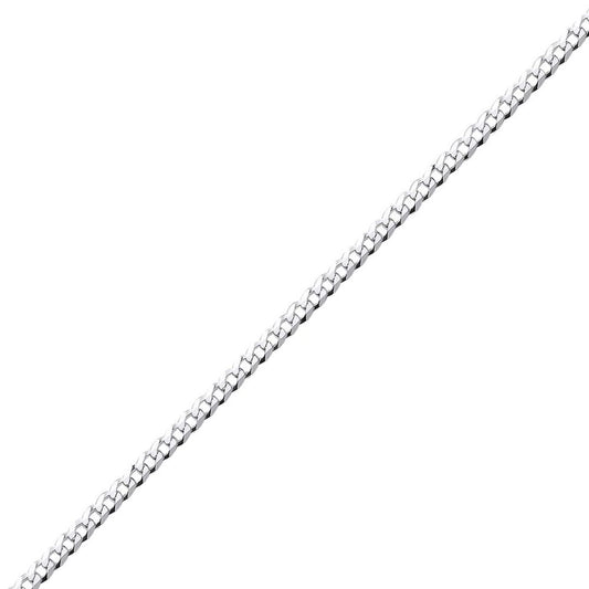 925 Silver Bevelled Ultra Flat Curb Chain Necklace 3mm - GVCH32