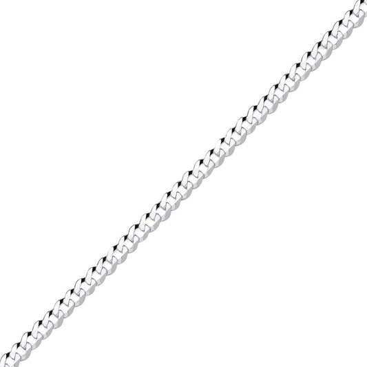 925 Silver Bevelled Ultra Flat Curb Chain Necklace 4mm - GVCH33