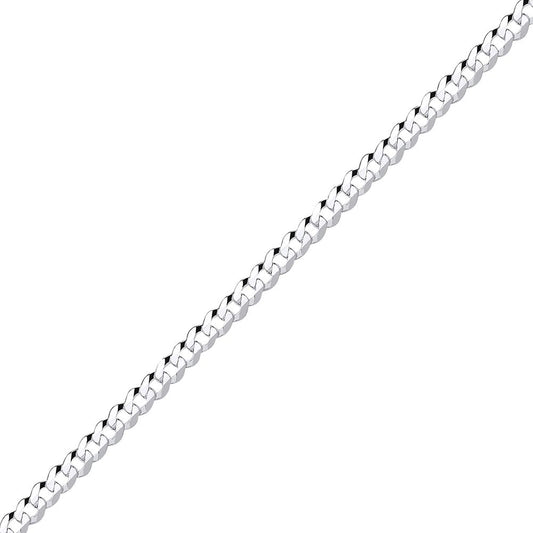 Mens Silver Bevelled Ultra Flat Curb Chain Bracelet 4mm 8.5 inch - GVCH33