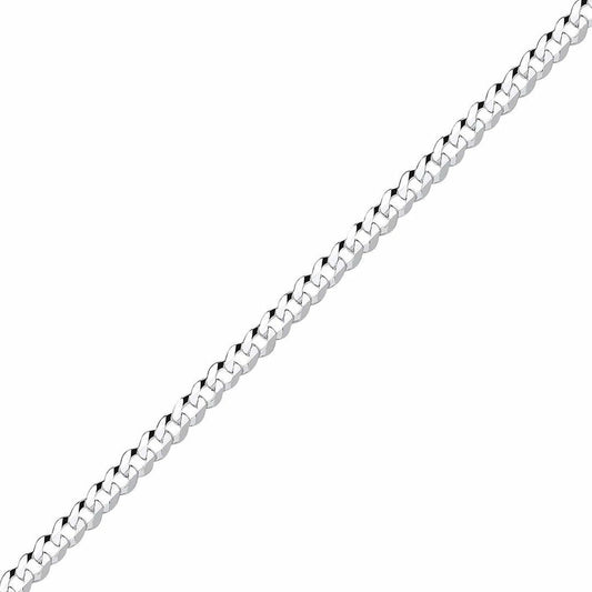 925 Silver Bevelled Ultra Flat Curb Chain Bracelet 4mm 7.25 inch - GVCH33