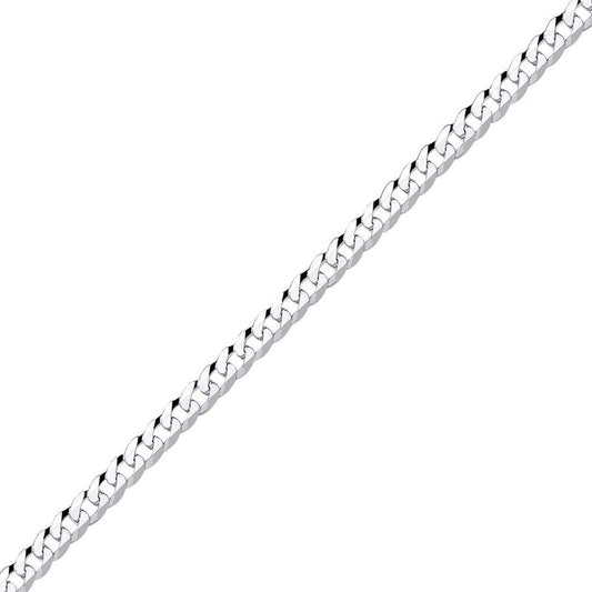 925 Silver Bevelled Ultra Flat Curb Chain Necklace 5mm - GVCH34