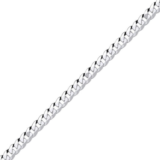925 Silver Bevelled Ultra Flat Curb Chain Necklace 6mm - GVCH35