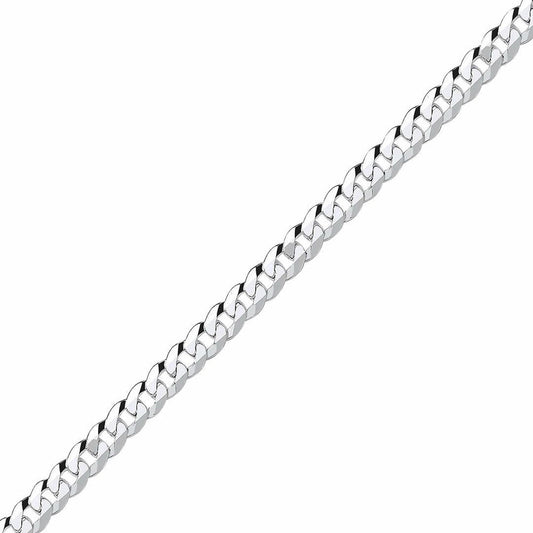 925 Silver Bevelled Ultra Flat Curb Chain Bracelet 6mm 7.25 inch - GVCH35