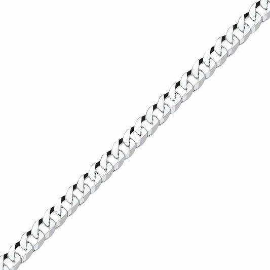 Silver Bevelled Ultra Flat Curb Chain Bracelet 7mm 7.25 inch - GVCH36