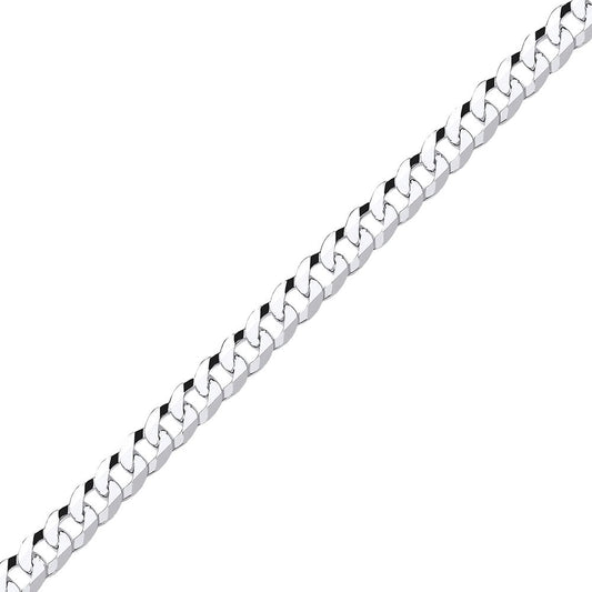 Mens Silver Bevelled Ultra Flat Curb Chain Bracelet 7mm 8.5 inch - GVCH36