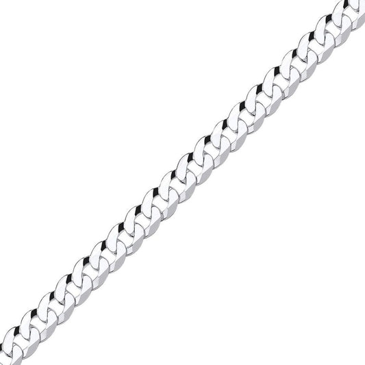 Mens Silver Bevelled Ultra Flat Curb Chain Bracelet 8mm 8.5 inch - GVCH37