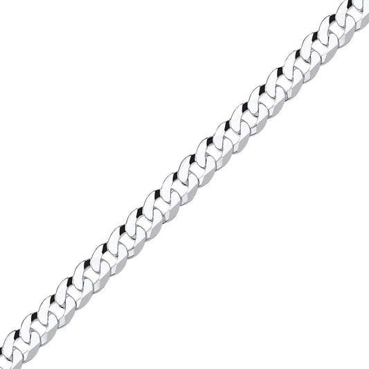 Mens Silver Bevelled Ultra Flat Curb Chain Bracelet 8mm 8.5 inch - GVCH37