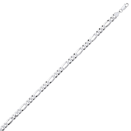 Silver Diamond-cut 3+1 Figaro Chain Bracelet 6mm 8.5 inch - GVCH47