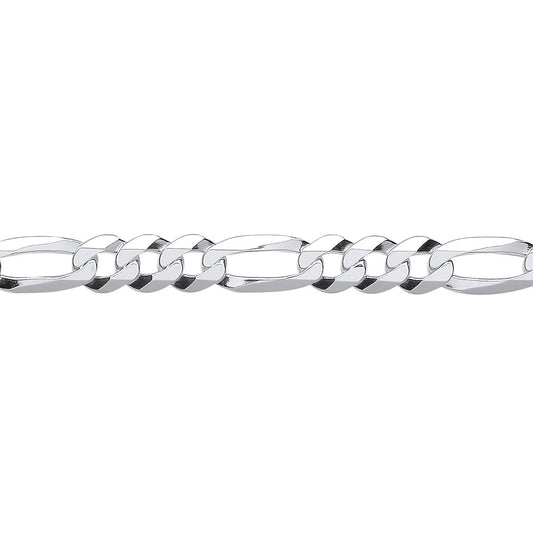 Sterling Silver Diamond-cut 3+1 Figaro Chain Necklace 6mm - GVCH47