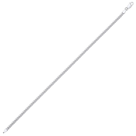 Silver Miami Cuban Court Curb Link Chain Bracelet 3mm 8.5" - GVCH53