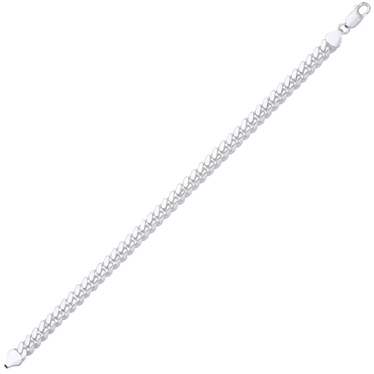 Unisex Silver Miami Cuban Court Curb Link Chain Bracelet 7mm 8.5" - GVCH56