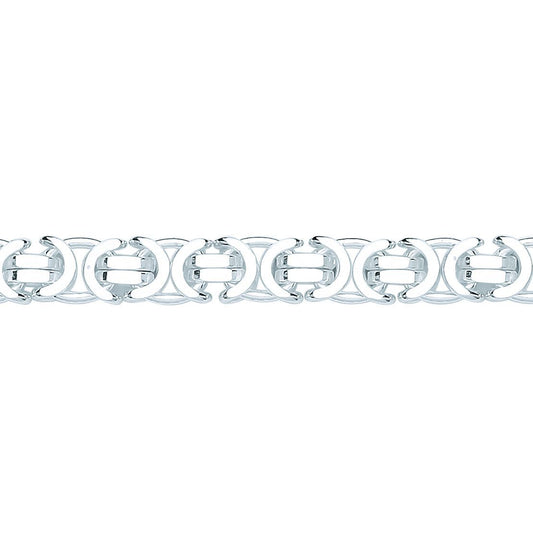 925 Sterling Silver Flat Byzantine Chain Necklace 7mm - GVCH58