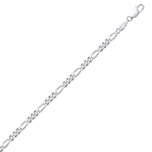 Silver Sparkling Diamond-cut Figaro Chain Link Necklace - GVCH59