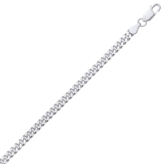 Silver Traditional Diamond-cut Faceted Curb Curb Chain Necklace - GVCH68