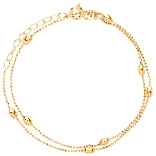 Gilded Silver 3mm Oval Bead Collarette Necklace 1mm 13-14" - GVCL002G