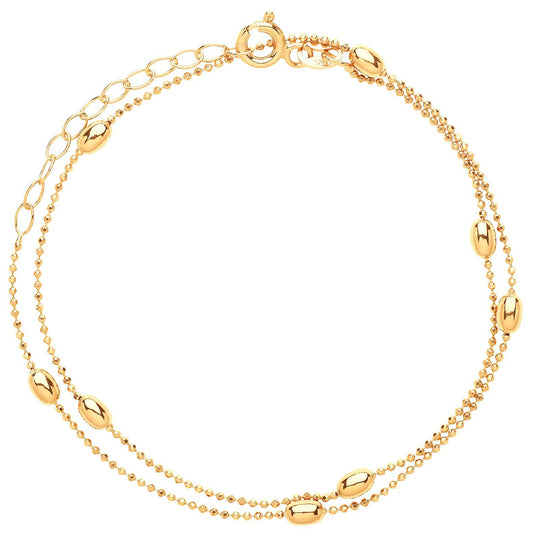 Gilded Silver 3mm Oval Bead Collarette Necklace 1mm 13-14" - GVCL002G