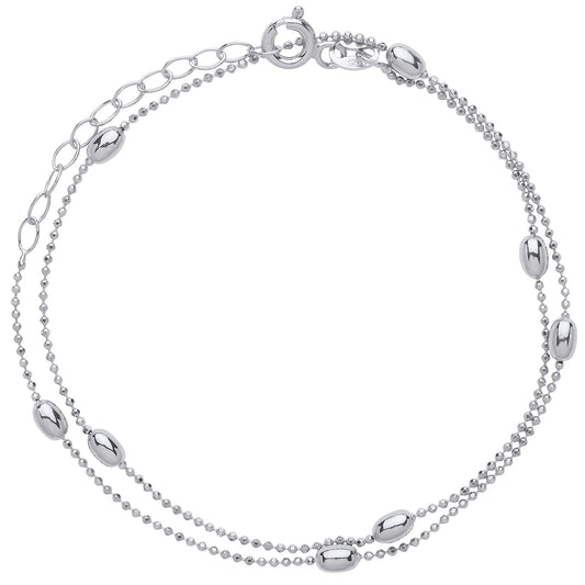 Silver 3mm Oval Bead Choker Collarette Necklace 1mm 13-14" - GVCL002RH