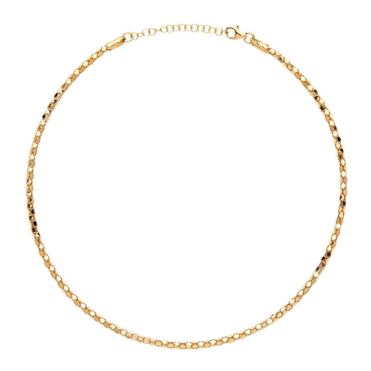 Gilded Silver Piana Bead Choker Collarette Necklace 3mm 14-16" - GVCL003G
