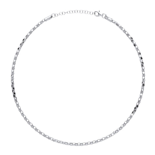 Silver Piana Bead Choker Collarette Necklace 3mm 14-16" - GVCL003RH