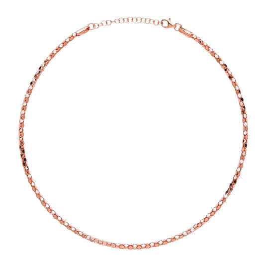 Rose Silver Piana Bead Choker Collarette Necklace 3mm 14-16" - GVCL003R