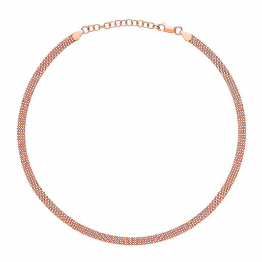 Rose Silver 4 Row Bead Cage Collarette Necklace 5mm 14.5-16.5" - GVCL004R