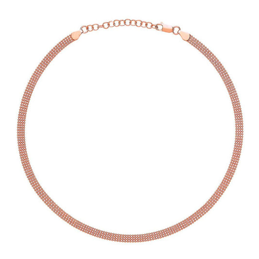 Rose Silver 4 Row Bead Cage Collarette Necklace 5mm 14.5-16.5" - GVCL004R