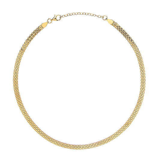 Gilded Silver Bismark Flat Cage Collarette Necklace 5mm 14-16" - GVCL005G