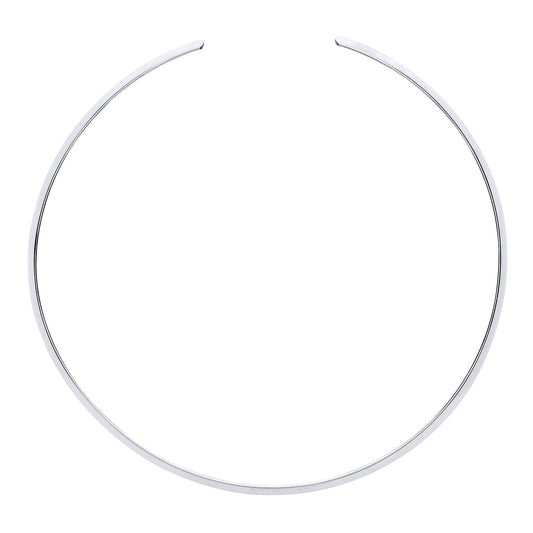 Silver Flat Band Flexi Necklace 3mm 15" with 2" Gap (Fits 17") - GVCL006RH