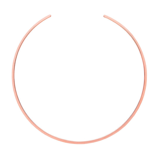 Rose Silver Flat Band Flexi Necklace 3mm 15" - 2" Gap (Fits 17") - GVCL006R