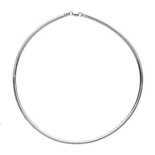 Silver Snake Omega Chain Choker Collarette Necklace 3.2mm 16" - GVCL008RH