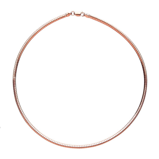 Rose Silver Snake Omega Chain Collarette Necklace 3.2mm 16" - GVCL008R