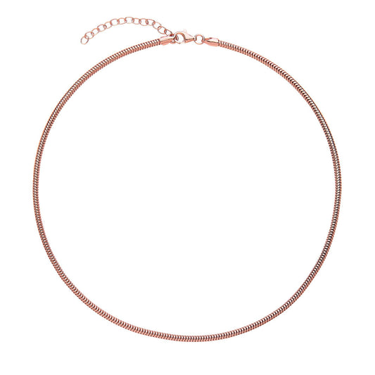 Rose Silver Snake Omega Chain Collarette Necklace 2.5mm 14-16" - GVCL011R