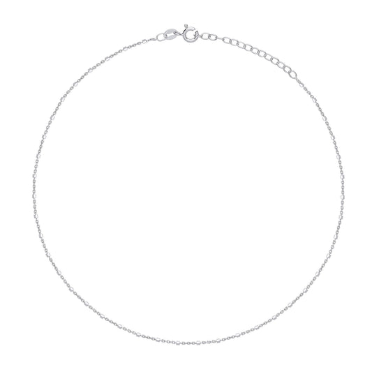 Silver Octagon Prism Bead Chain Choker Collarette Necklace 14inch - GVCL012RH