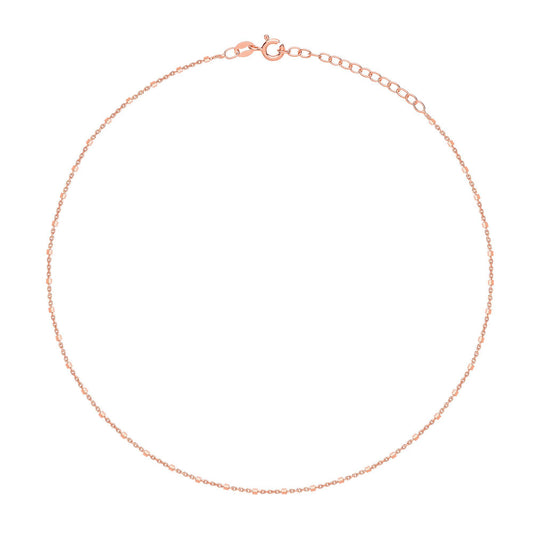 Rose Silver Octagon Prism Bead Chain Collarette Necklace 14" - GVCL012R
