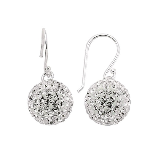 Silver Crystal Disco Ball Drop Earrings - GVE139A