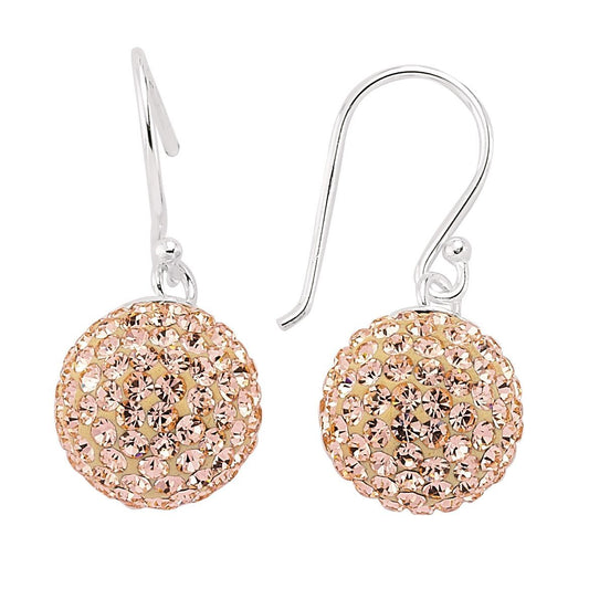 Sterling Silver Brown Crystal Shamballa Earrings - GVE139PCH
