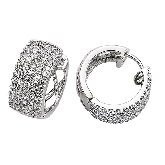 Silver CZ 5 Row Eternity Hoop Earrings 19mm - GVE154