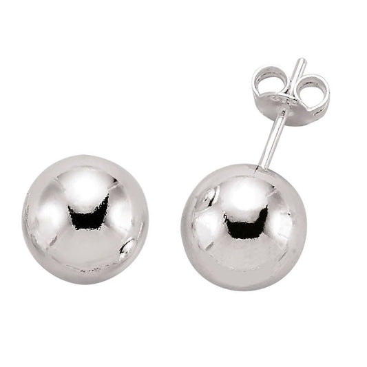 Silver Ball Stud Earrings 10mm - GVE158-10MM
