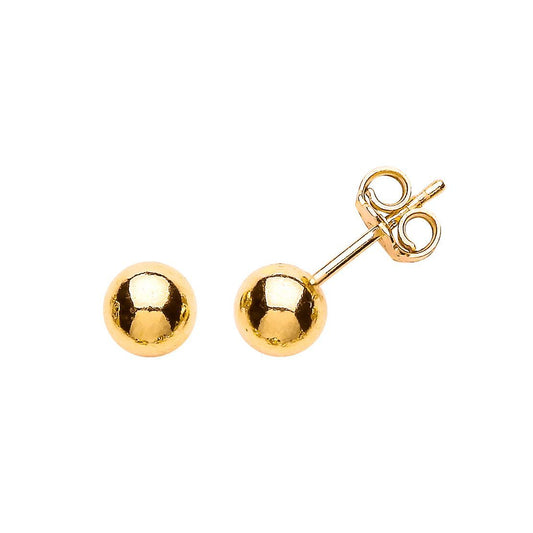 Gilded Silver Ball Stud Earrings 6mm - GVE158G-6MM