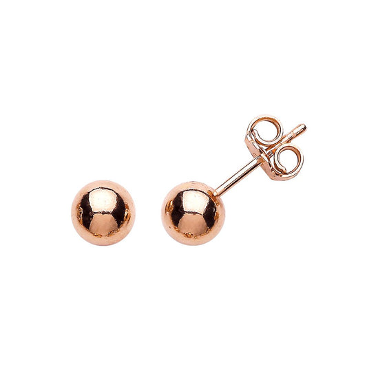 Rose Silver Ball Stud Earrings 6mm - GVE158R-6MM