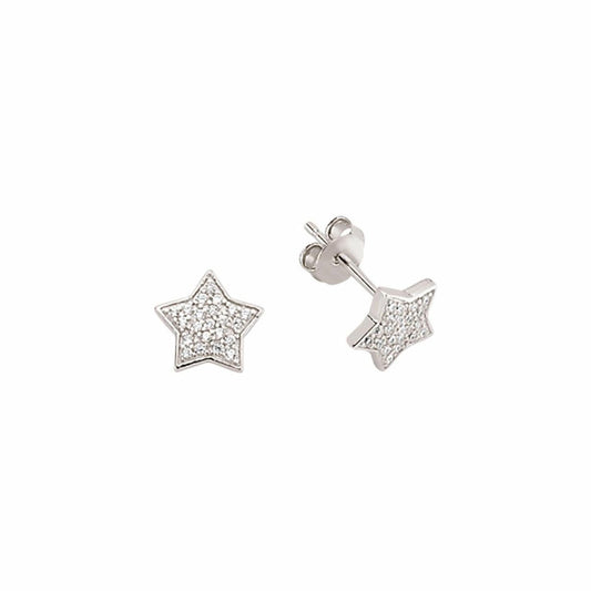 Silver CZ Star Stud Earrings - GVE173