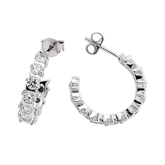 Silver CZ Eternity Hoop Earrings 18mm - GVE195
