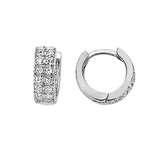 Silver CZ Huggie Hoop Earrings 9mm - GVE278