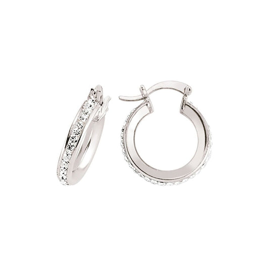 Silver CZ Channel Set Eternity Hoop Earrings 12mm - GVE310-12MM