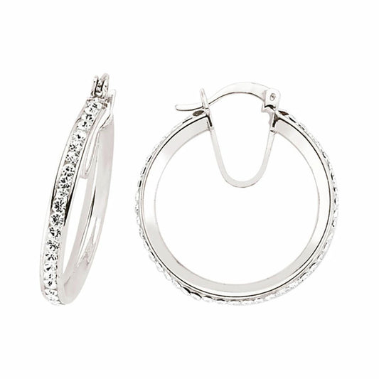Silver CZ Channel Set Eternity Hoop Earrings 21mm - GVE310-21MM