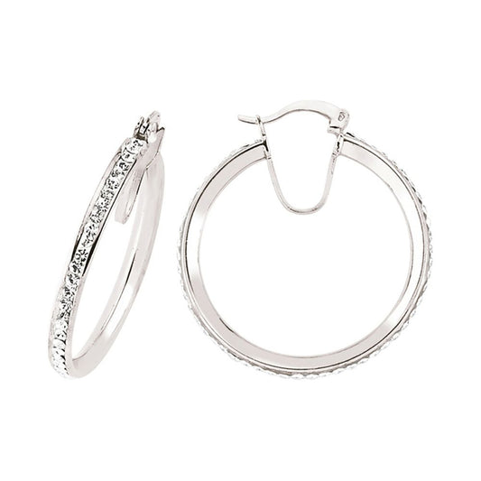 Silver CZ Channel Set Eternity Hoop Earrings 24mm - GVE310-24MM