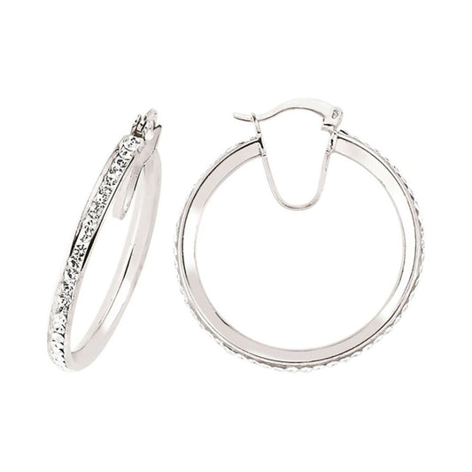 Silver CZ Channel Set Eternity Hoop Earrings 24mm - GVE310-24MM