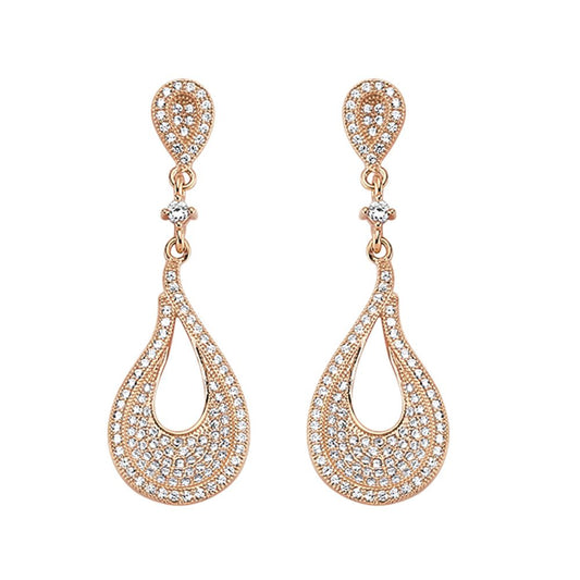 Rose Silver CZ Tears of Joy Stud Earrings - GVE323