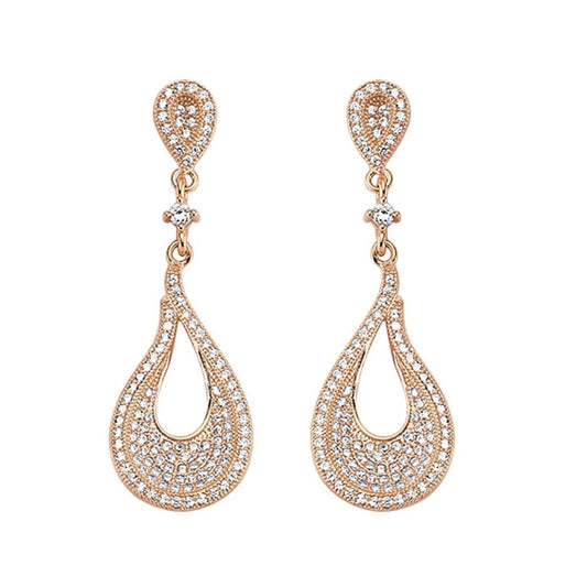 Rose Silver CZ Tears of Joy Stud Earrings - GVE323