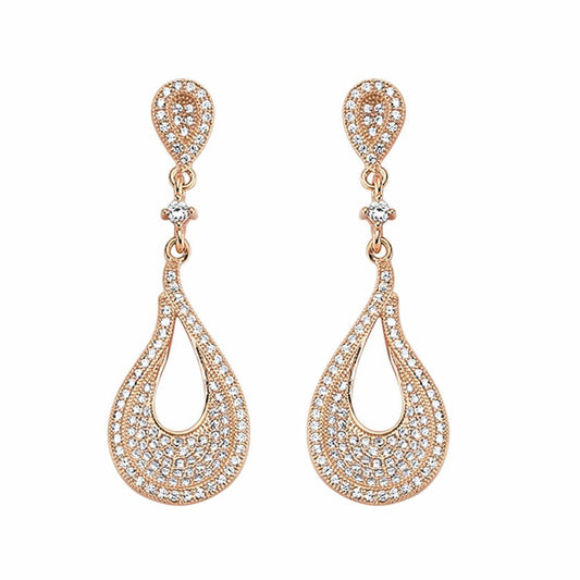 Rose Silver CZ Tears of Joy Stud Earrings - GVE323